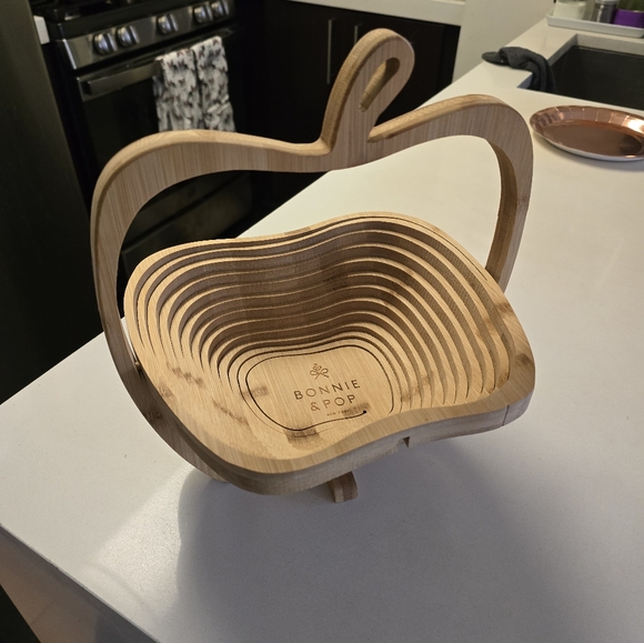 Folding Wooden Fruit Basket new - Picture 2 of 3